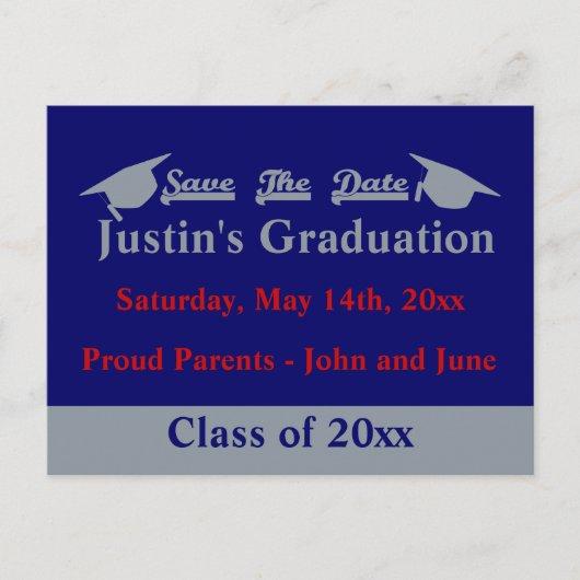 Graduation Save The Date Card With Silver