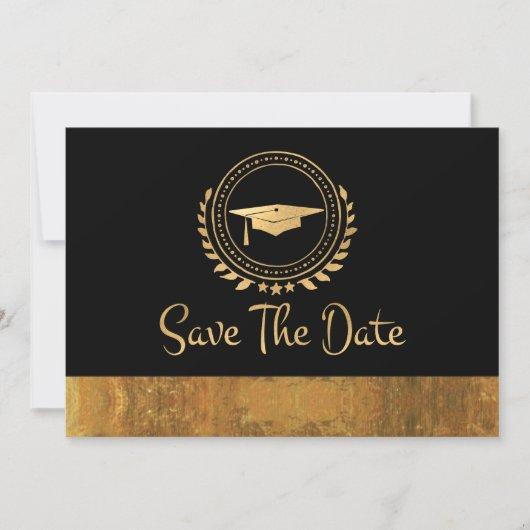 Graduation Save The Date Gold Grad Cap Watercolor