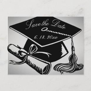 Graduation Save the Date Grad Cap Diploma Silver Announcement Postcard