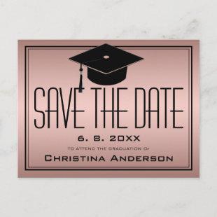 Graduation Save the Date Grad Cap Rose Graduate Announcement Postcard