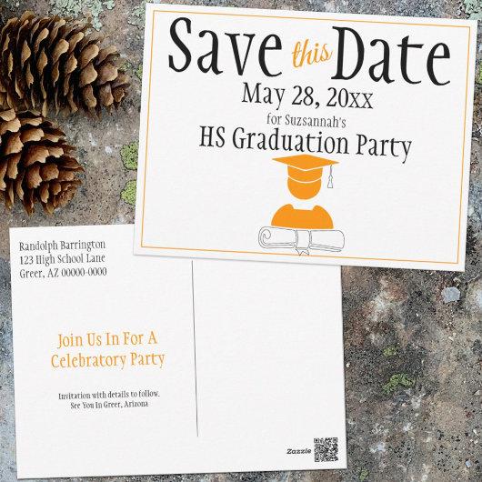 Graduation Save The Date Minimalist White Gold Postcard