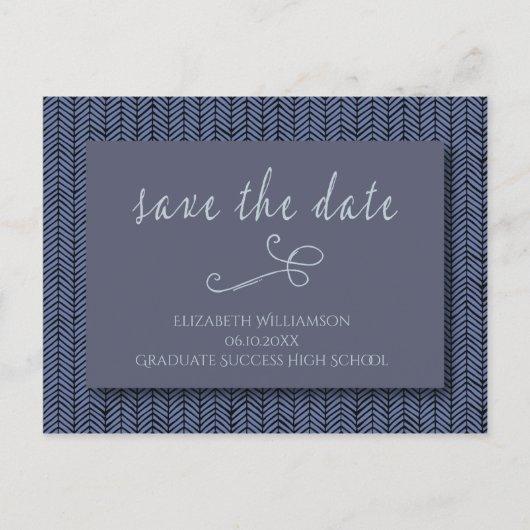 Graduation Save The Date Modern Abstract Blue Postcard