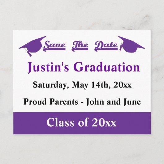 Graduation Save The Date Purple Announcement Postcard