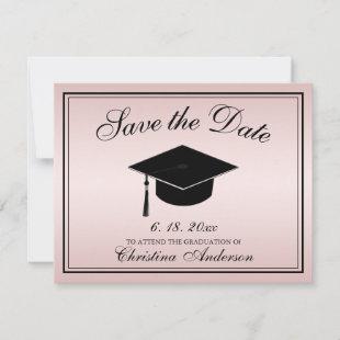 Graduation Save the Date Rose gold Script Cap Announcement
