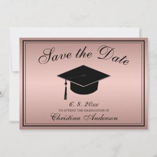 Graduation Save the Date Script Rose Gold Invitation