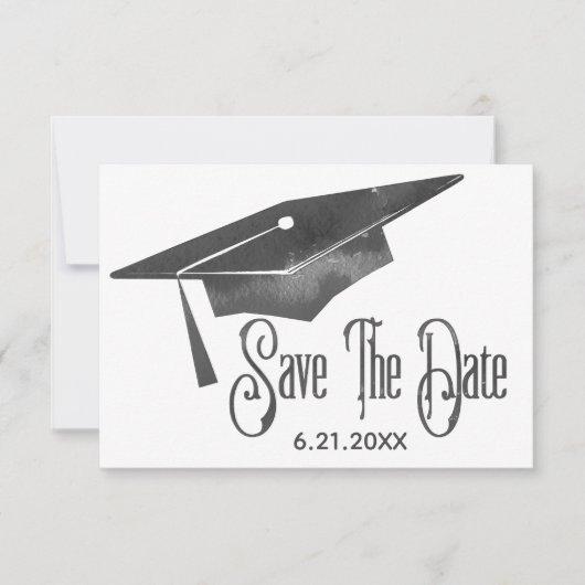 Graduation Save The Date Simple Modern Black Grad