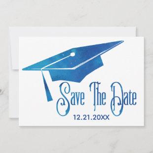 Graduation Save The Date Simple Modern Blue Grad