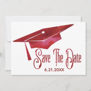 Graduation Save The Date Simple Modern Red Grad