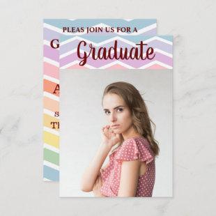 Graduation seamless bright rainbow geometrics RSVP card