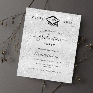 Graduation silver glitter modern budget invitation flyer