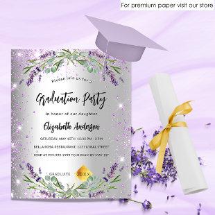 Graduation silver lavender budget invitation flyer