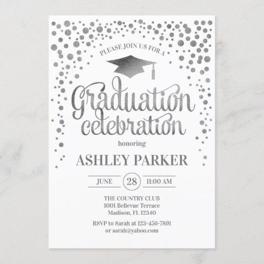 Graduation - Silver White Invitation