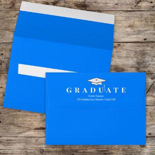 Graduation Simple Classic Modern Azure Blue Envelope