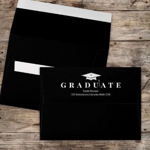 Graduation Simple Classic Modern Basic Black Envelope