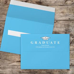 Graduation Simple Classic Modern Carolina Blue Envelope