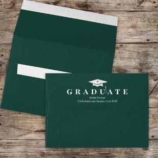 Graduation Simple Classic Modern Dark Green  Envelope