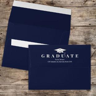 Graduation Simple Classic Modern Navy Blue Grad Envelope