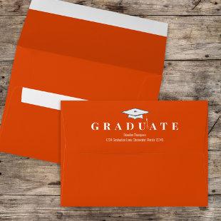Graduation Simple Classic Modern Orange Envelope