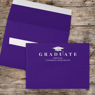 Graduation Simple Classic Modern Purple Envelope