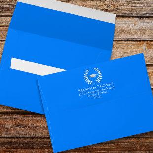 Graduation Simple Modern Classic Azure Blue Envelope
