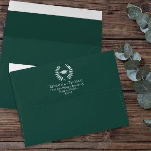 Graduation Simple Modern Classic Dark Green Envelope