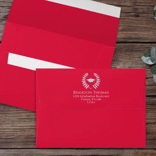Graduation Simple Modern Classic Laurel Red Envelope