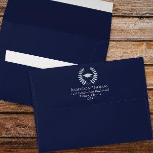 Graduation Simple Modern Classic Navy Blue Envelope