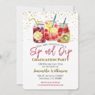 Graduation Sip and Dip Fruit Cocktail Pool Party Invitation