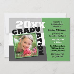 Graduation Squared Green Photo Party Invitation