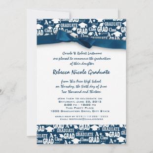 Graduation Text Pattern with Bow Invitation
