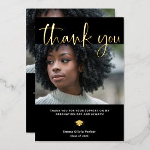 Graduation Thank You Card | Black and Gold Foil