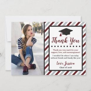 Graduation Thank You Card with Photo | Maroon