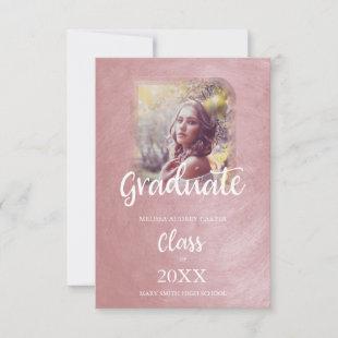 Graduation Trendy Blush Pink Metal Effect Texture