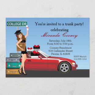 Graduation Trunk Party Brunette College Going Away Invitation