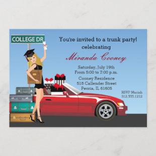 Graduation Trunk Party College Going Away Blonde Invitation