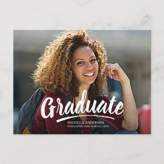 Graduation White Brush Script 2-Sided Party Invitation Postcard