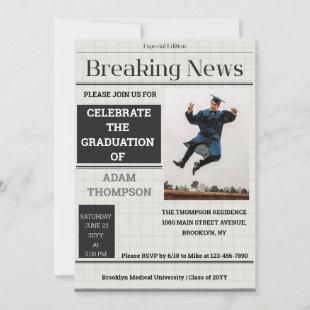 Graph paper Newspaper Graduation Party Invitations