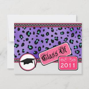 Graudation Class Of 2011 Purple Leopard Print Invitation