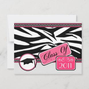 Graudation Class Of 2011 Zebra Print Invitation