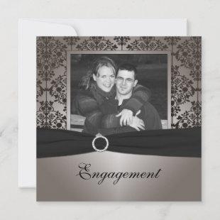 Gray and Black Damask Engagement Announcement