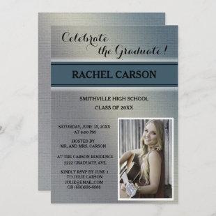 Gray and Teal Ombre' Photo Graduation Invitation