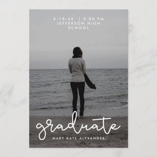 Gray and White Graduation Photo Announcement