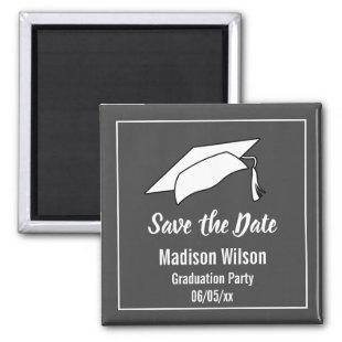 Gray and White Save the Date Graduation Party Magnet