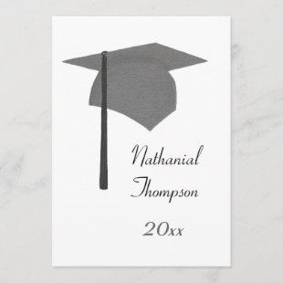 Gray Black Graduation Cap and Tassel Invitations