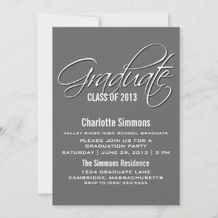 Gray Elegant Script Graduation Invite