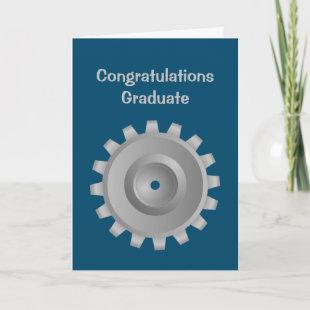 Gray Gear Graduation Card