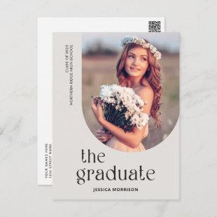 Gray Graduate Simple Type Photo Graduation Postcard