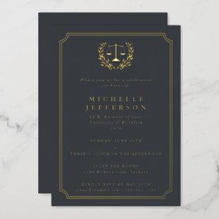Gray Law School Graduation Party Foil Invitation