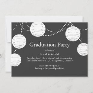 Gray Party Lantern Graduation Invitation