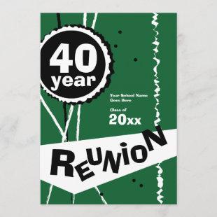 Green 40 Year Class Reunion Invitation